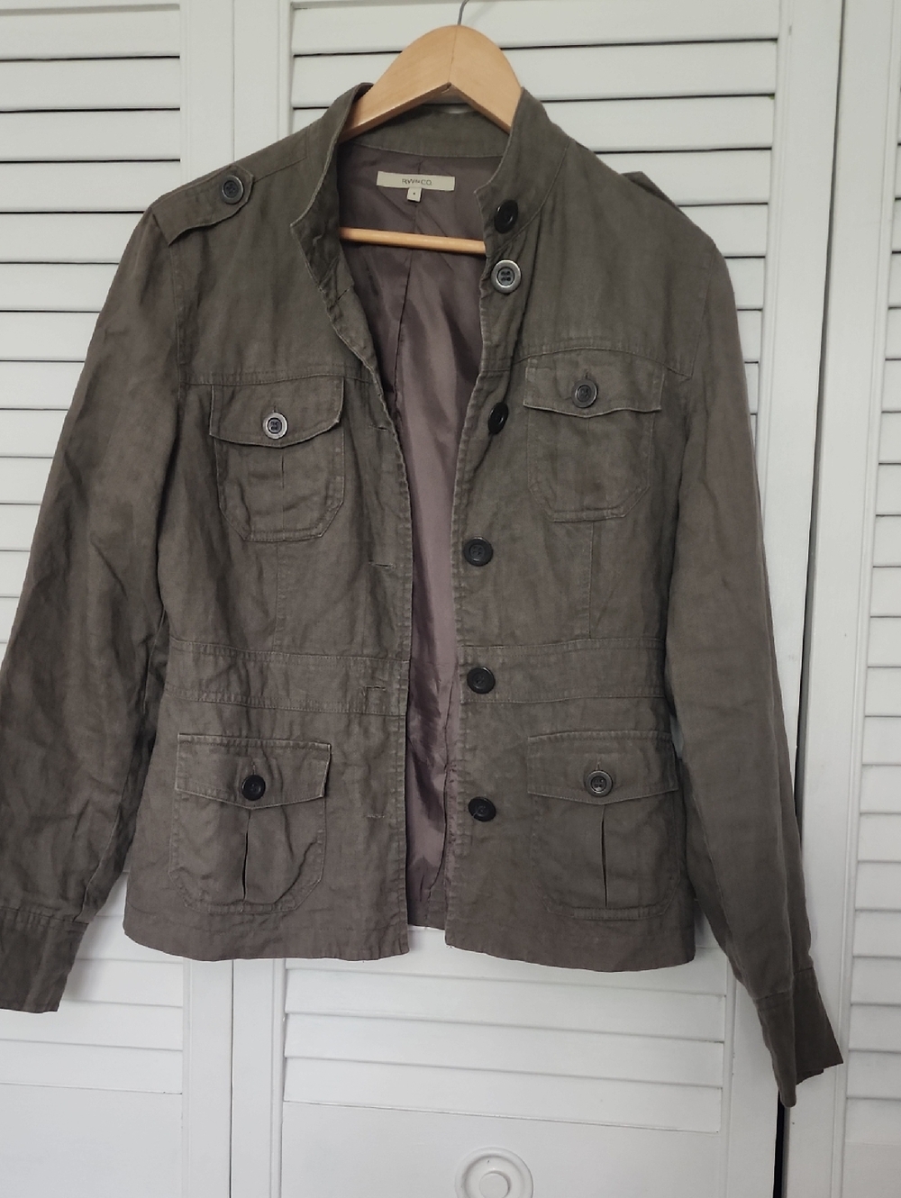 RW&CO 100& Linen Olive Green Military Field Jacket